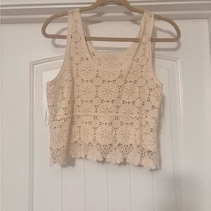 Rebellion Beige Crochet Tank Top